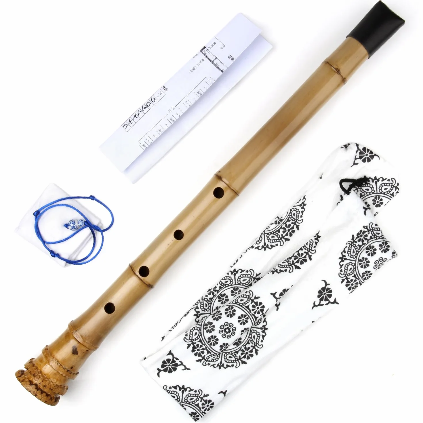 Instrumento musical tradicional, llave D, 5 agujeros, estilo japonés, Shakuhachi D/E, flauta de bambú con raíz, instrumento de viento de madera (llave D 1.8)