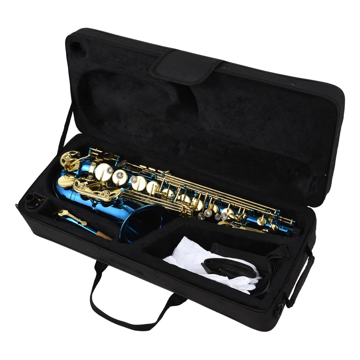 HUIOP Saxofón,Saxofón Alto Eb E plano grabado en latón,botones de concha de abulón,instrumento de viento con estuche,guantes,paño de limpieza,cepillo para cinturón,LADE Saxofón Alto