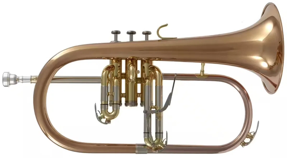 Woodbrass WFH400 – Bugle Si – Instrumento de viento para principiantes, listo para jugar, Trigger 3ª corrediza, pabellón de cobre rosa, funda para mochila y boquilla incluida