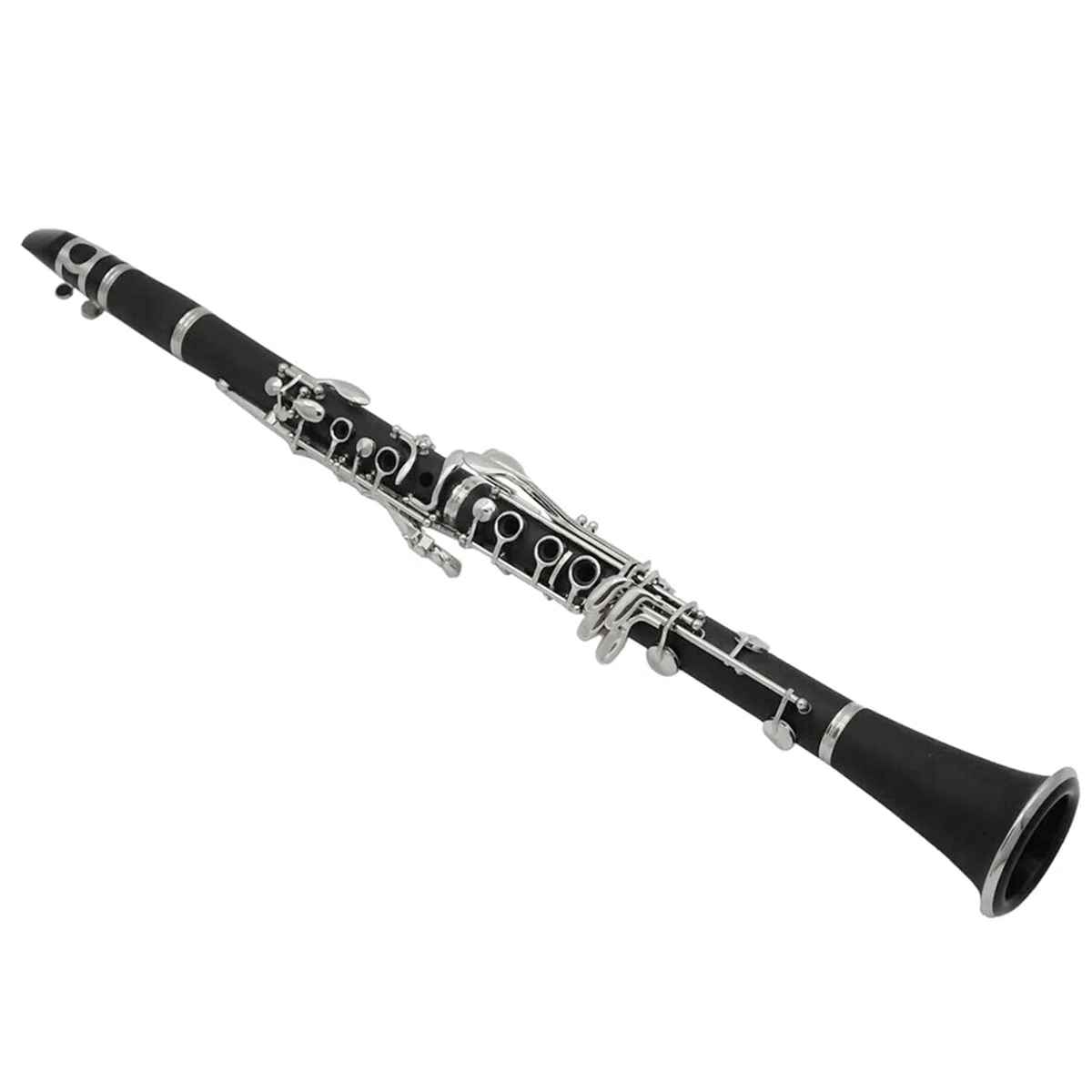 HUIOP clarinete,ABS clarinete Bb cuproníquel plateado níquel 17 llave con paño de limpieza guantes destornillador instrumento de viento de madera para estudiantes principiantes,Clarinetes Instrumentos