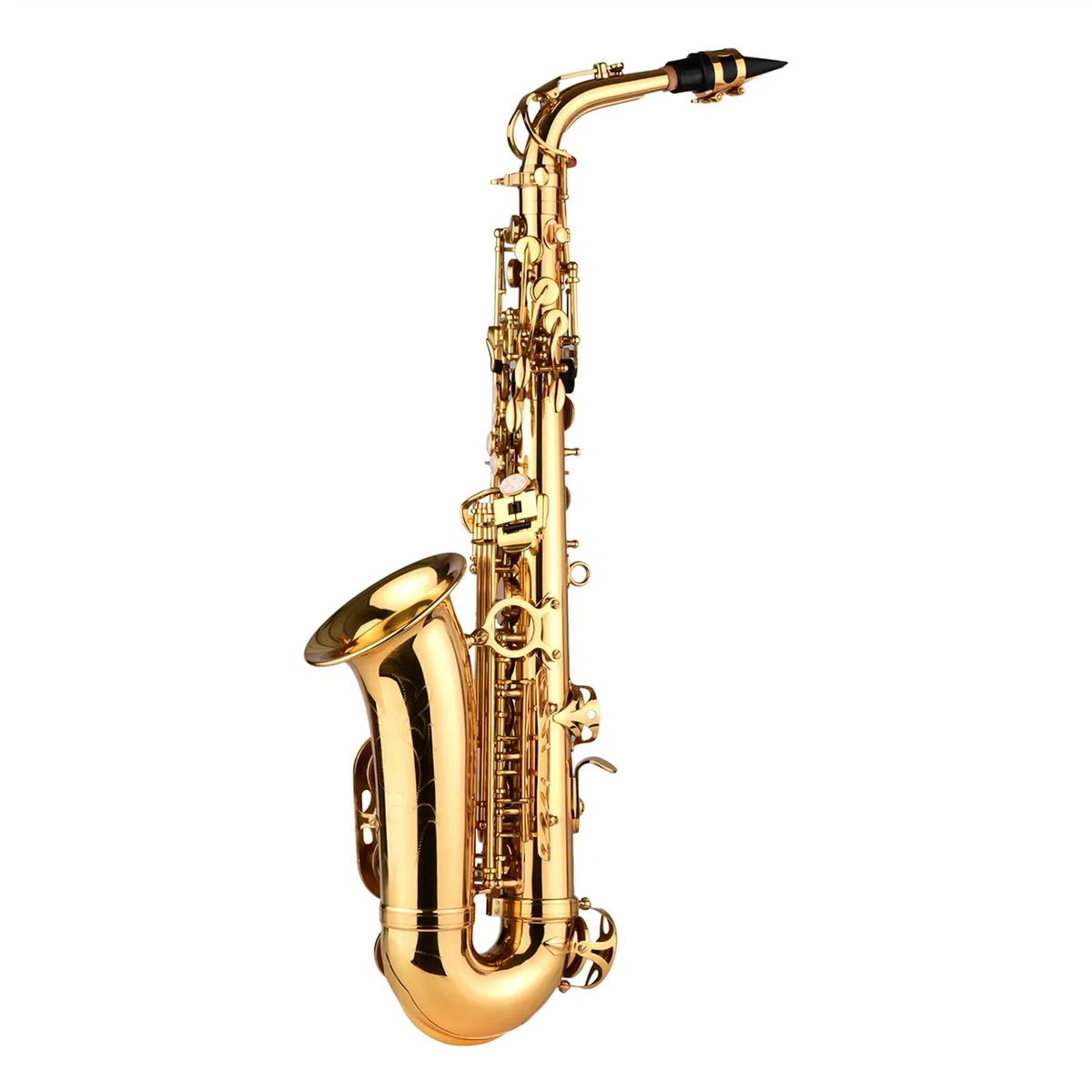 Kit para Principiantes Saxo EB Alto Saxofón Latón Lacado Alto Sax Instrumento de Viento con Bolsos de Transporte Straps Straps Cepillo de Tela de Limpieza