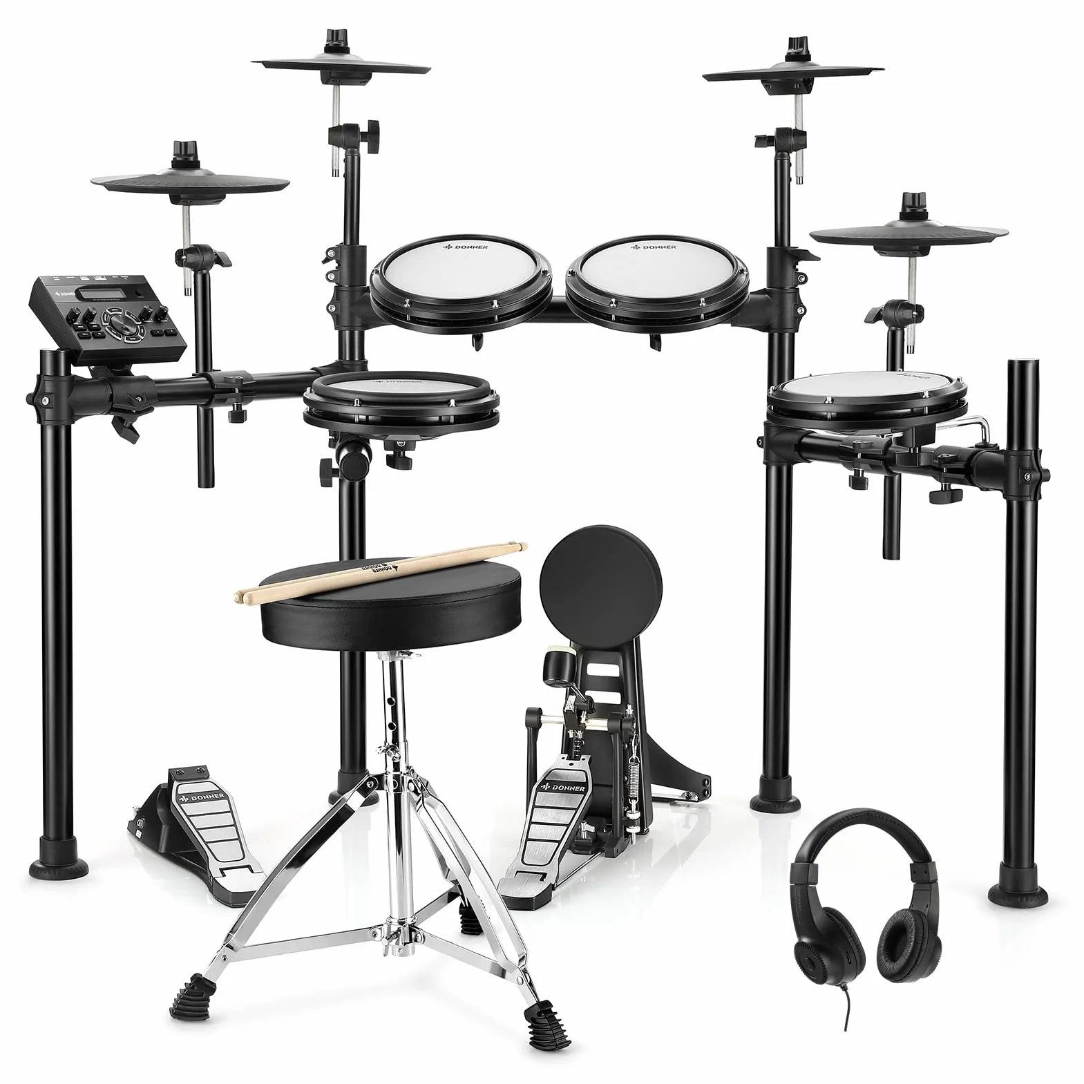Donner DED-200 Electric Drum Set With Drum Throne/Maple Stick/Earphone/Audio Cable