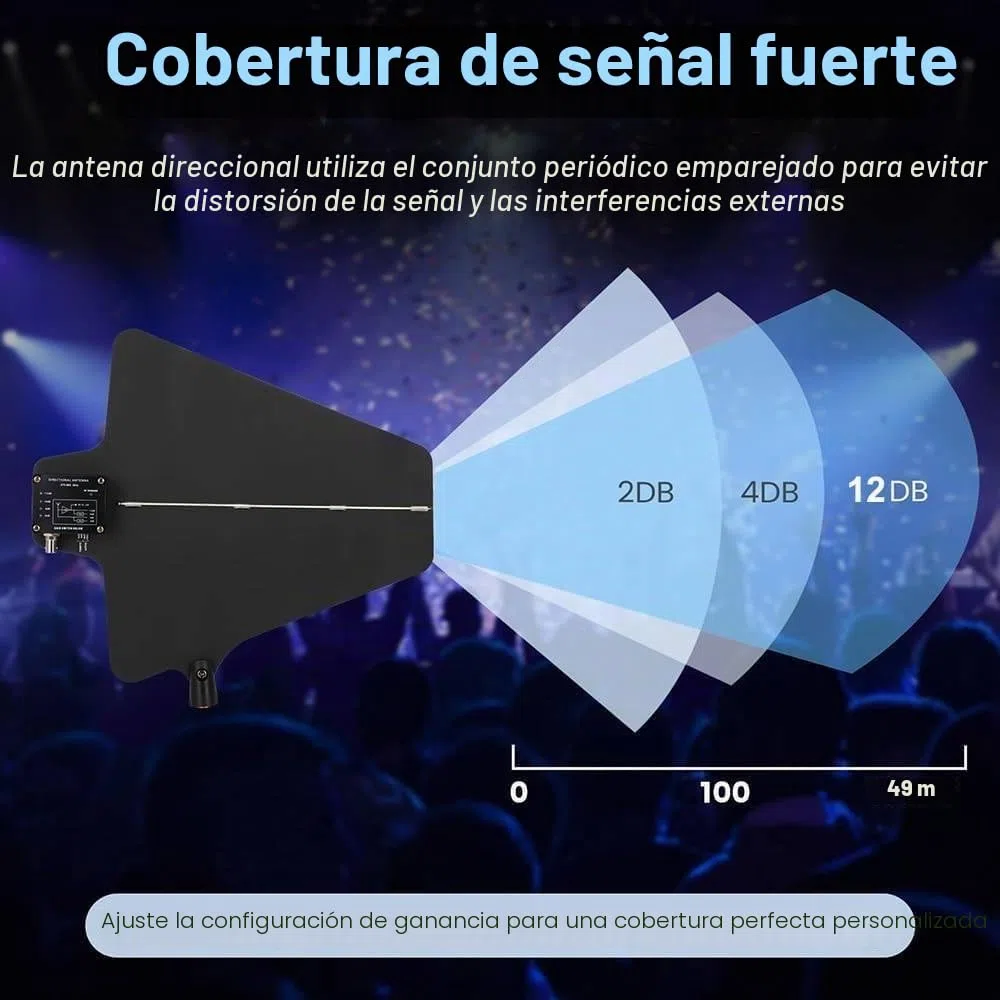 Amplificador de señal de micrófono inalámbrico, distribución de antena UHF, 8/16 puertos de entrada/salida, rango de frecuencia de 400 a 950 MHz, con 2 paletas de antena direccional activa. 8Input