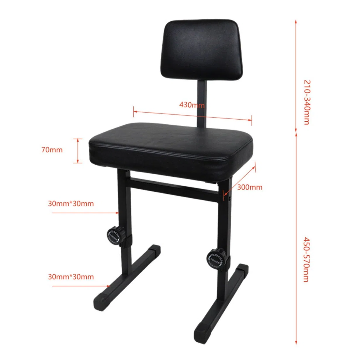 Banco de Piano Taburete Acolchado con Respaldo Silla de músico Resistente Asiento de Teclado Ajustable en Altura con pies de Goma Antideslizantes(A)