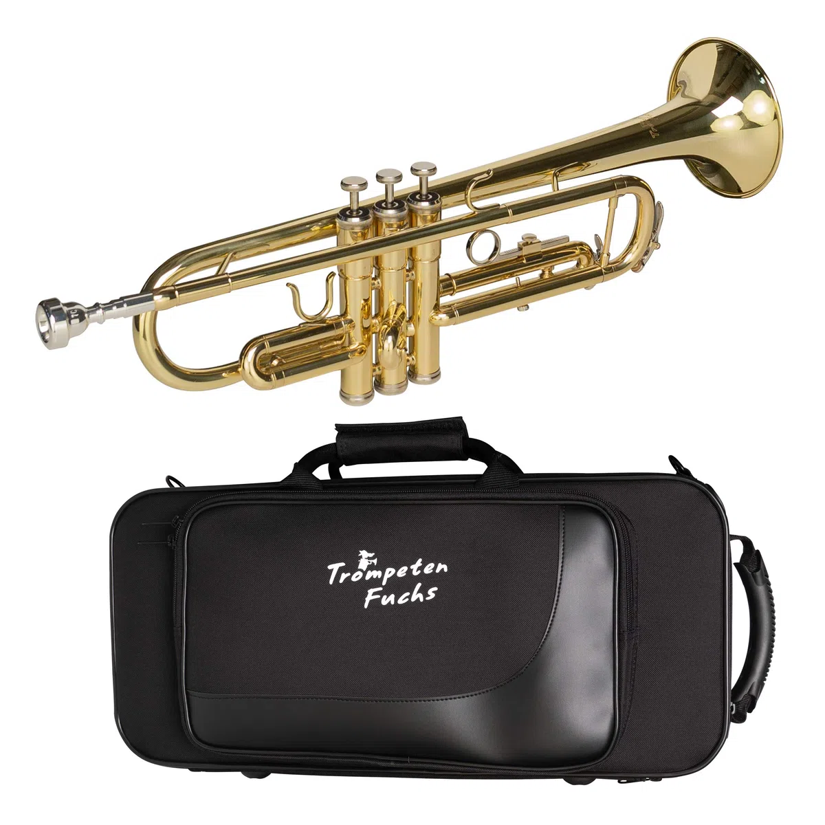 Cascha Trunpet Fox Bb Trompeta para principiantes y jugadores avanzados con accesorios, boquilla, paño de limpieza y funda, dorado