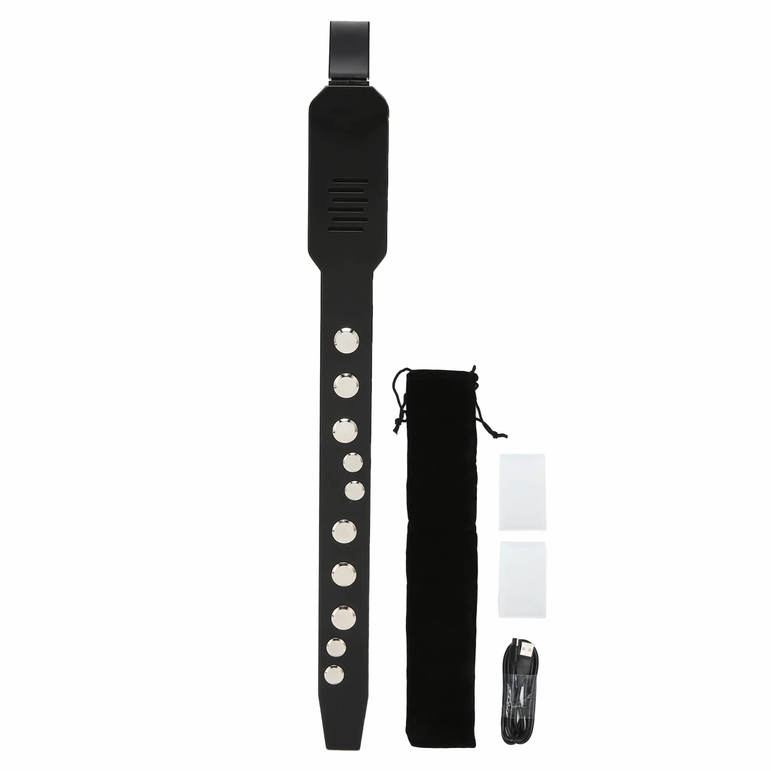 Instrumento de viento digital, mini instrumento de viento electrónico con boquilla extraíble y batería recargable, 10 tonos de instrumento musical integrado, 12 acompañamientos, conectividad MIDI