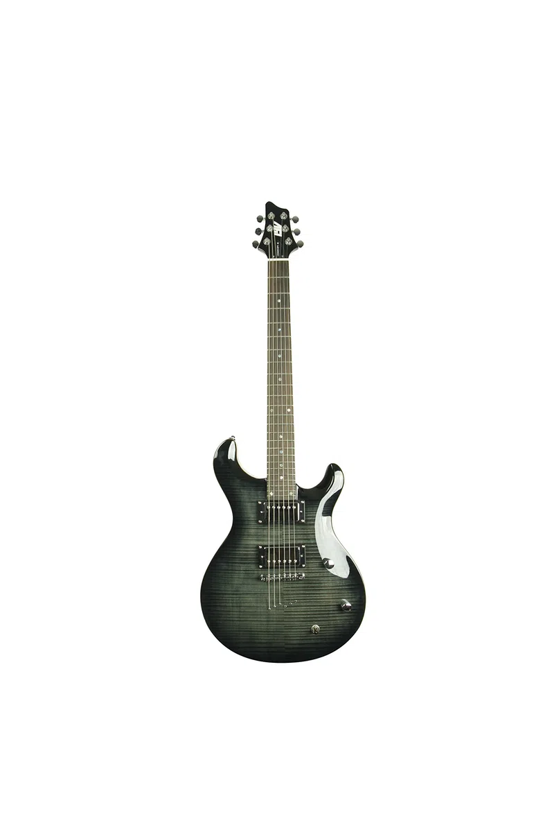 IYV - Guitarra eléctrica de cuerpo sólido IP-350 TBK PRS de 6 cuerdas, color negro trans