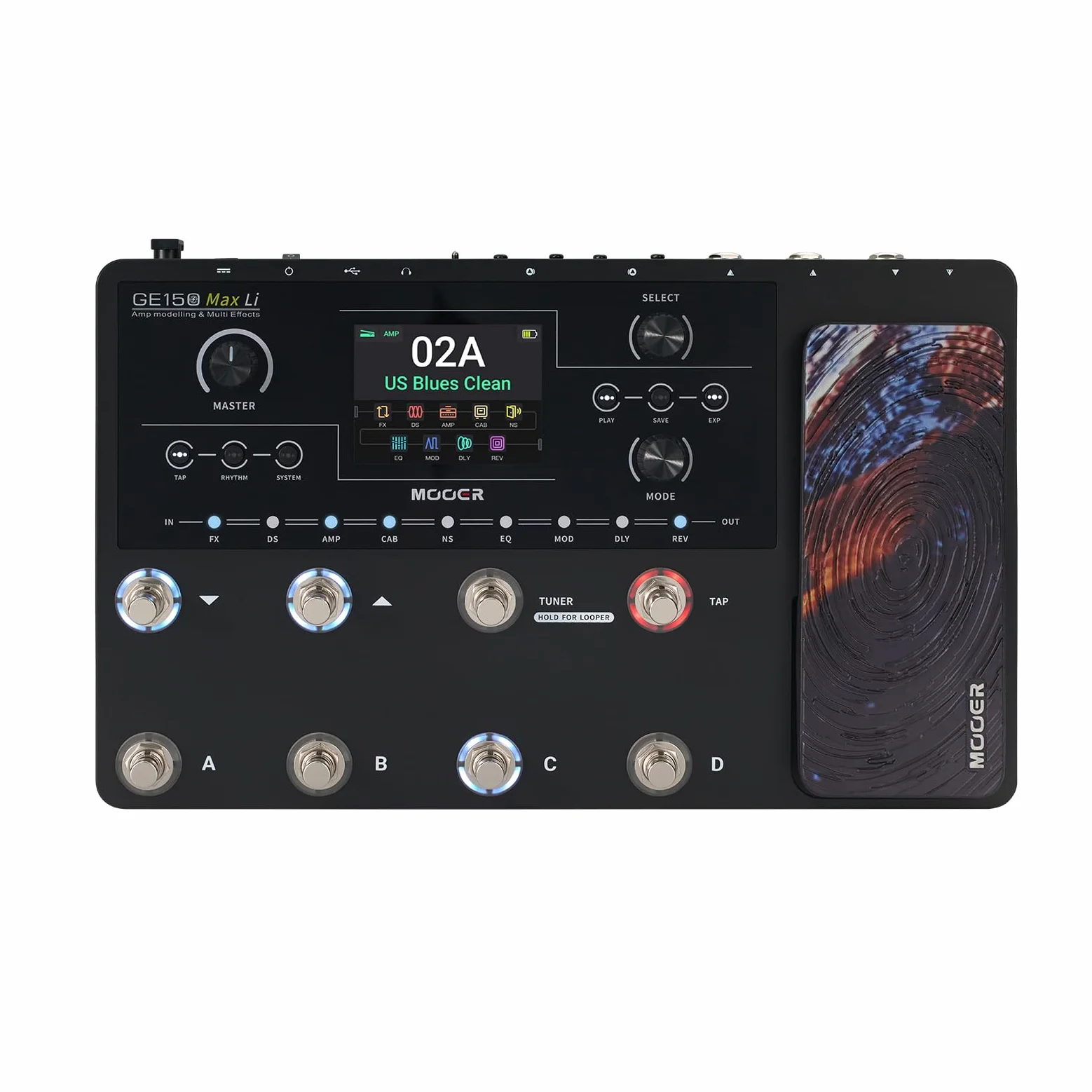 Mooer GE150 Max LI Multi Effects Pedal, con batería