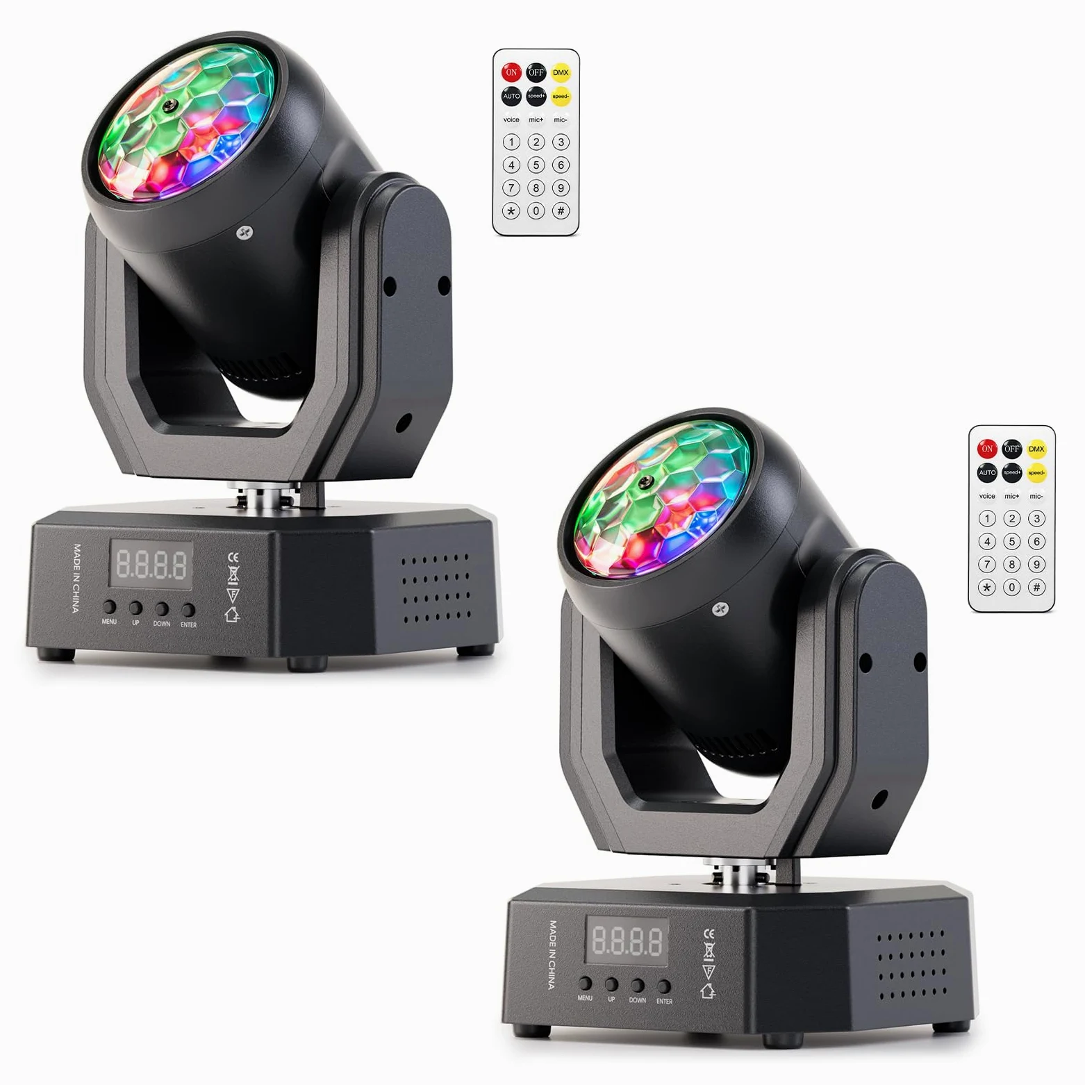 2PCS Cabeza Móvil LED 30W,DMX512 RGW Efectos de Iluminación,Con Control Remoto 5 Modos de Control Mini Cabeza Movil LED Discoteca Para Fiestas,DJ e Iluminación